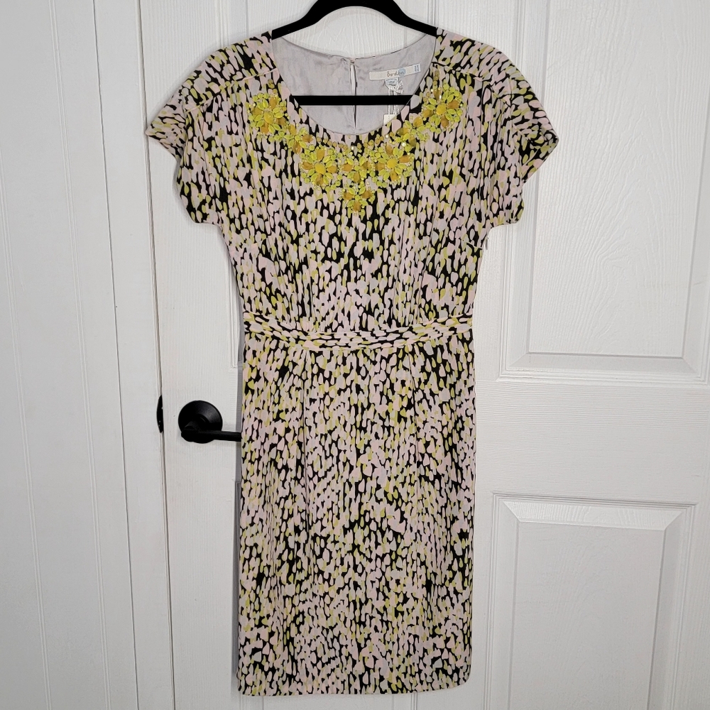 Boden Petal Print Cara Sheath Dress with Beading